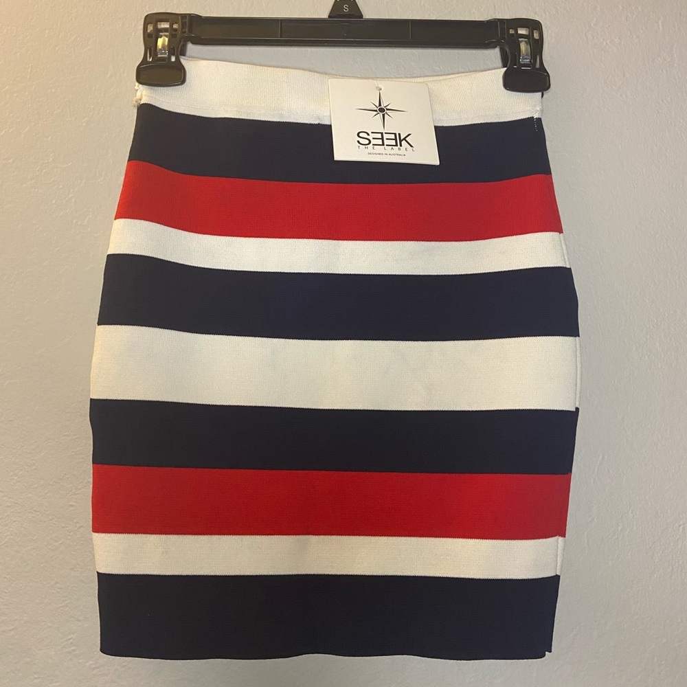SEEK The Label red white and blue mini skirt